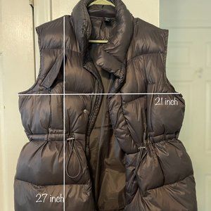 SHEIN DAZY Vest Puffer Coat Drawstring Waist Slant Pockets